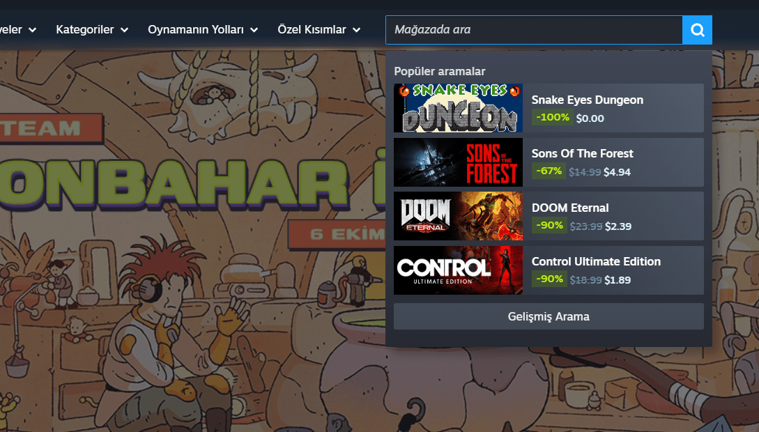 Steam Mağazada Ara