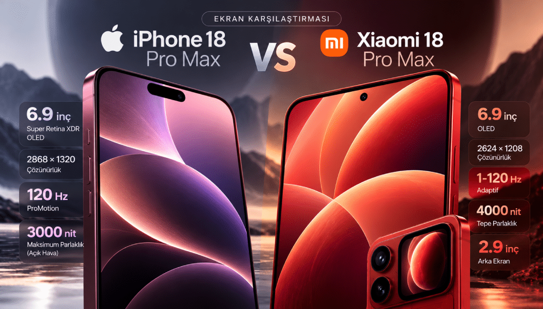 iPhone 18 Pro Max vs Xiaomi 18 Pro Max Ekran Karşılaştırması